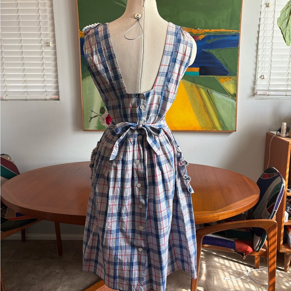 Vintage 50’s Plaid Ruffle Apron Dress - Picture 11 of 12